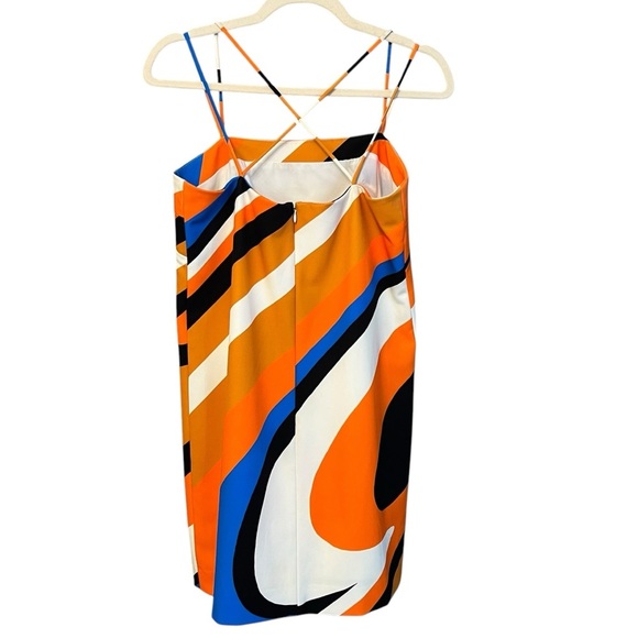 Milly Abstract Swirl Mini Dress Orange Multi 6 Colorful Mod Contemporary Chic - Picture 4 of 8